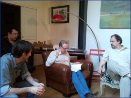 Rencontre littéraire organisée par Éric Poindron : avec Jean-Luc Bizien, Gilles Bornais et Éric Poindron (de gauche à droite).